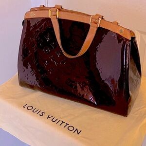 AUTHENTIC LOUIS VUITTON BREA MM AMARANTE VERNIS LEATHER BAG•ORIGINAL OWNER